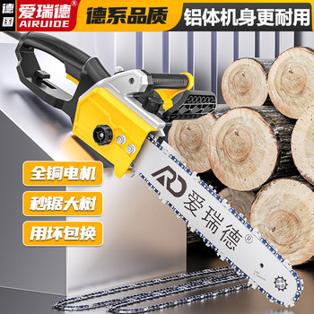 Aided high-power electric chain saw cuts large trees in seconds
