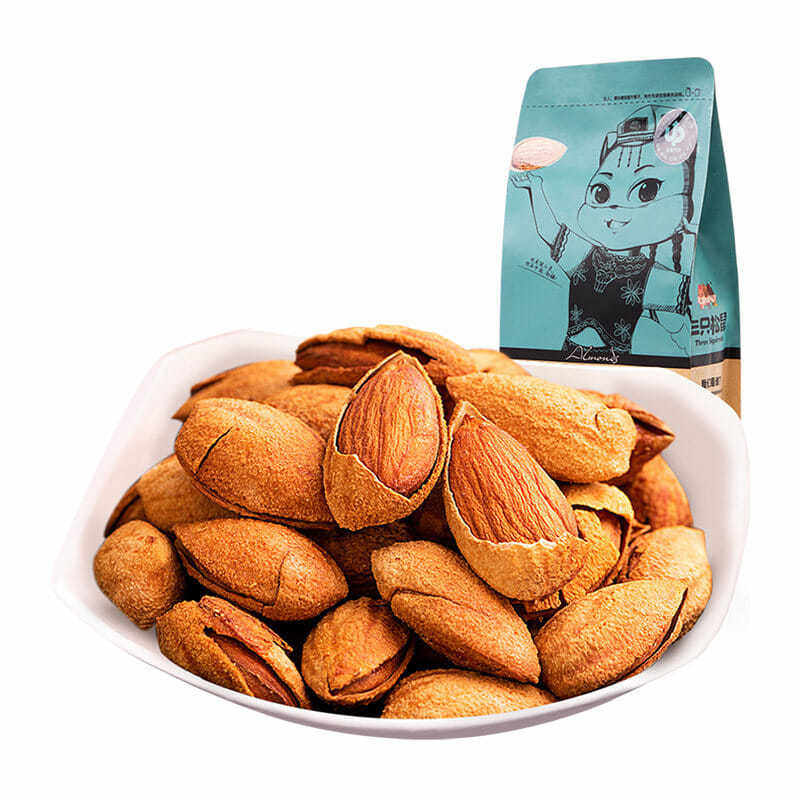 A generation of three squirrels hand-peeled almond wood 160g bagged nuts roasted seeds and nuts special almond shelled almonds