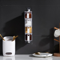 Kitchen seasoning rack salt tank non-punching rotatable seasoning box wall-mounted seasoning box set household seasoning tank