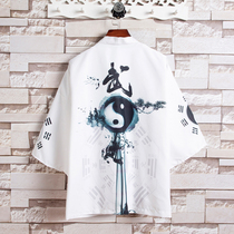 2021 summer Chinese style mens clothing Mens Youth retro style cardigan jacket mens fairy wind cloak Tang suit tide