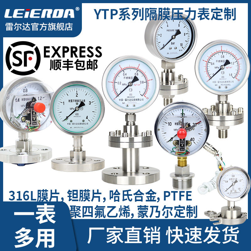 Reda Custom Diaphragm Pressure Watch Sanitary Type Flange Diaphragm Stainless Steel Anticorrosive Electric Junction Pressure Meter
