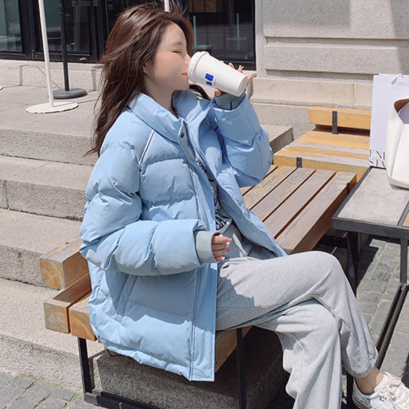 Maternity wear winter new down padded jacket women's 2022 winter wear trendy mom casual blue loose warm thick coat