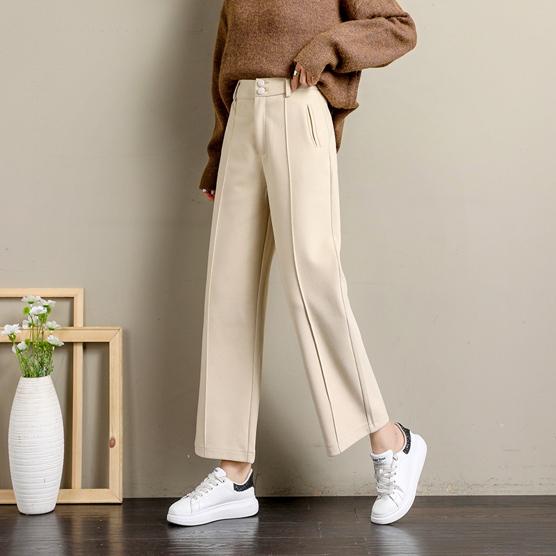 Hair's wide leg pants women's spring loaded with high waist straight cylinder loose 2020 new autumn and winter 90% thickened casual pants