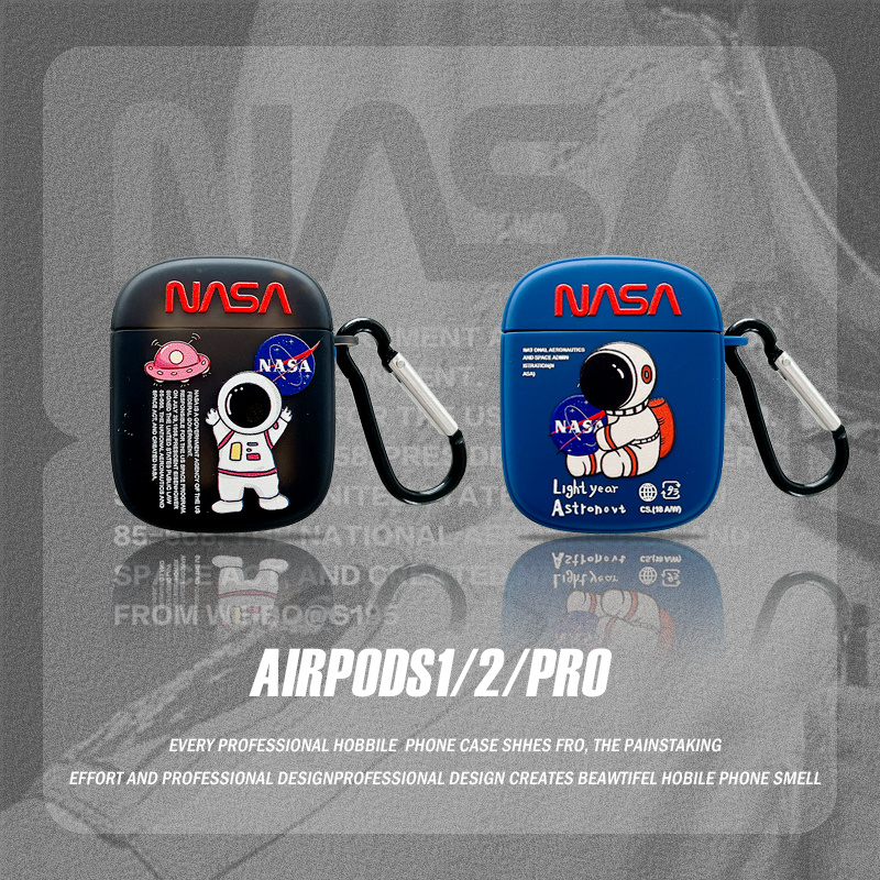 NASA astronaut airpods protective shell cover 2 generation 3pro apply Apple wireless Bluetooth headphones 23 1 generation of silicone anti-fall softbox lovers Men and women new wave cards Cartoon Personality Creativity