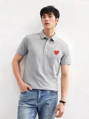 Летняя футболка polo, японская хлопковая рубашка для влюбленных, короткий рукав, с вышивкой