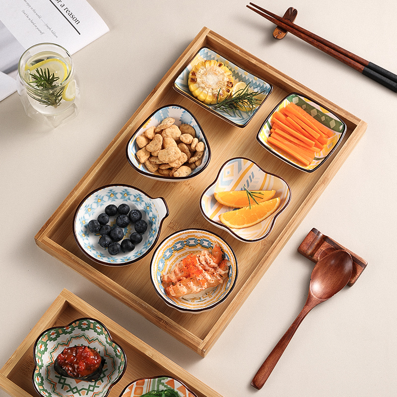 HomesTwo dips flavored spices saucer ceramic dish small dish dish with soy sauce vinegar snack dip bowl