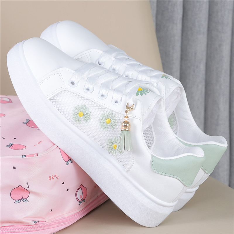 White Green ADaisy children's shoes 2021 summer new pattern girl Net shoes ventilation Mesh surface Hollow out Little white shoes student motion skate shoes