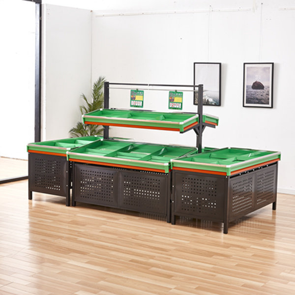 Supermarket vegetable and fruit shelf display shelf Convenience store vegetable rack Two-layer fresh rack Fruit and vegetable rack Single-layer selling vegetable rack