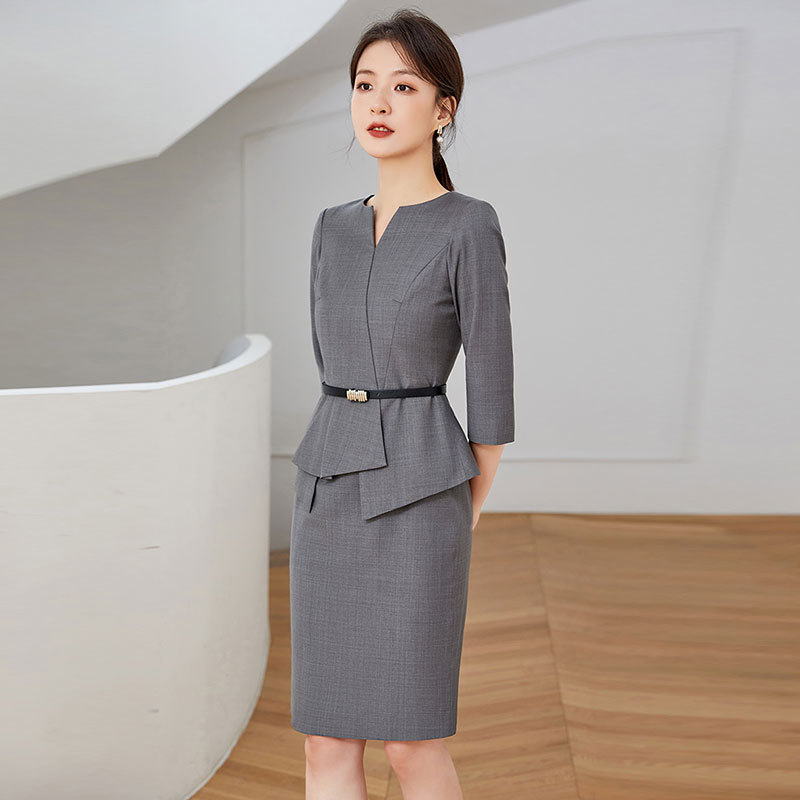 Real Estate Consultant Dress Work Uniform New Style Sales Department Workwear High-End Front Desk Receptionist Professional Attire Gray Real Estate Consultant Dress Work Uniform New Style Sales Department Workwear High-End Front Desk Receptionist Professional Attire Gray