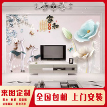 8d stereo TV background wall paper 5d bump living room film wall cloth 3d Home and Elk mural home wallpaper
