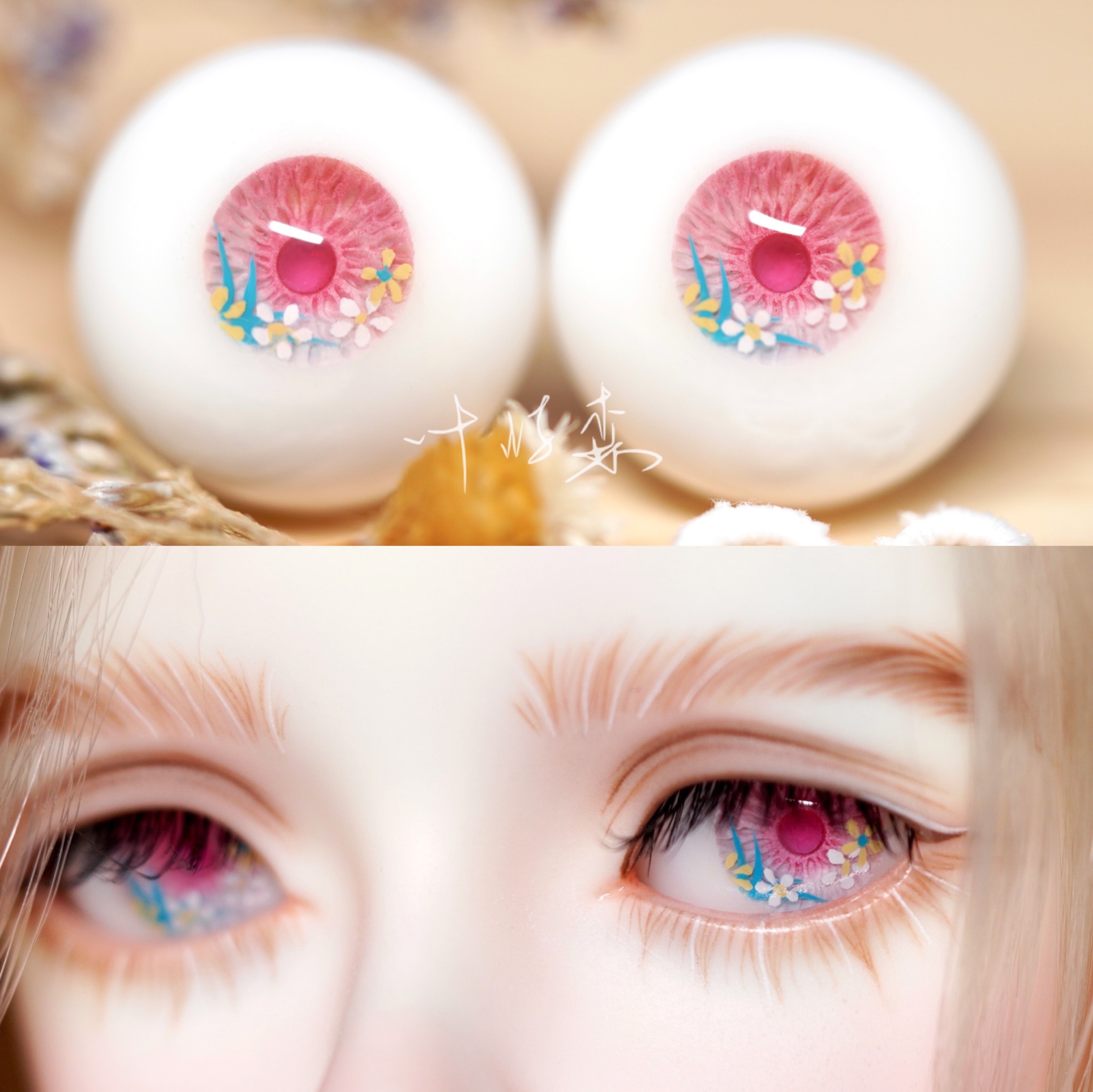 B03 Hand-painted 'Blooming Season' BJD Resin Eyes Custom Made (2 Pairs, Partial Free Shipping) - Ye Yusen Product view