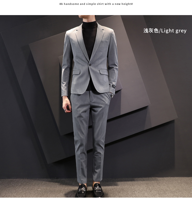 Bộ đồ vest nam bốn mùa áo khoác Hàn Quốc Slim nhỏ phù hợp với trang phục chuyên nghiệp Người đàn ông tốt nhất chú rể váy cưới thủy triều quần áo thể thao nam