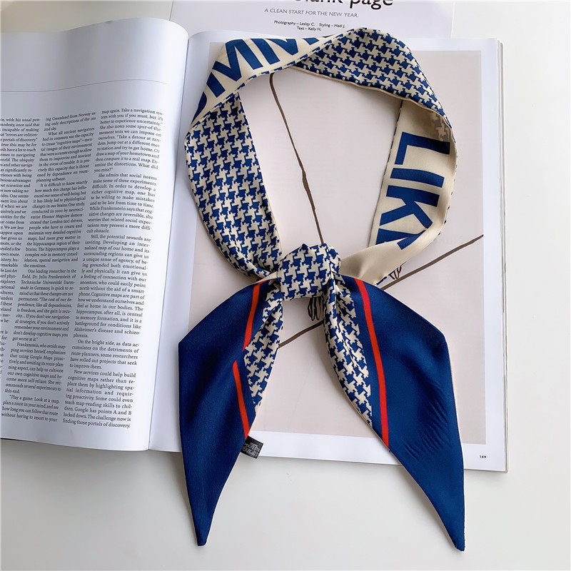 Small silk scarf female summer South Korea houndstooth narrow strip ...