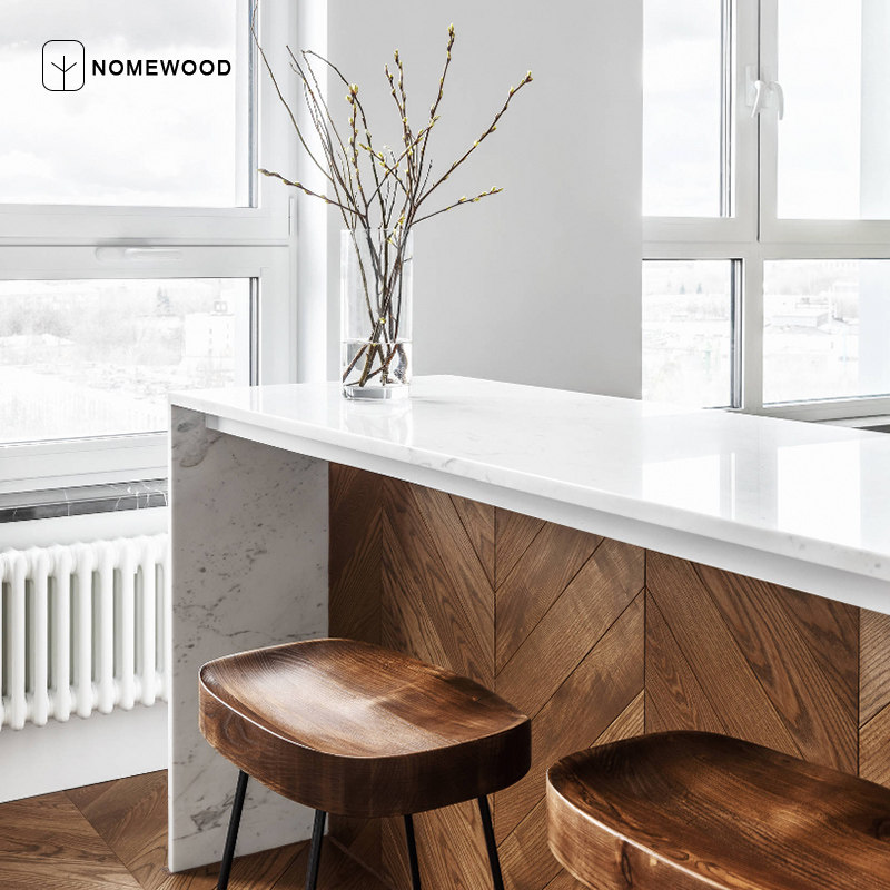 North American black walnut solid wood floor pure log herringbone fishbone floor heating floor heating indoor household lock 18mm thick