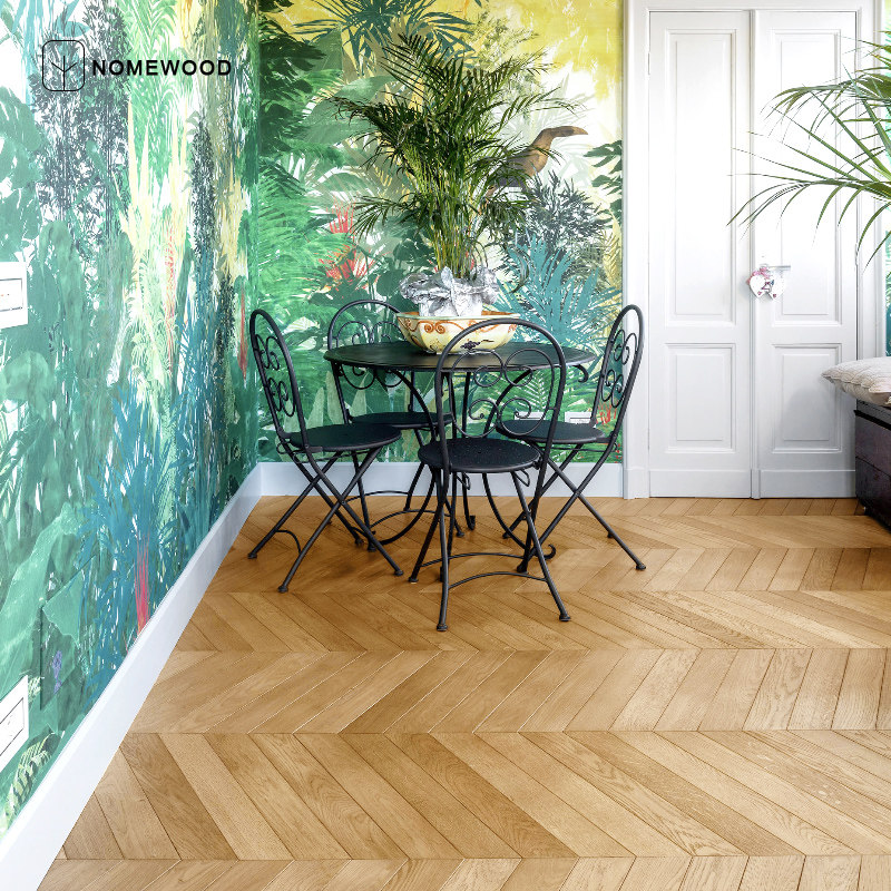Pure Solid Wood Fish Bone Parquet Flooring Imported Oak Solid Wood Flooring Black Walnuts 18mm Thick Lock Ground Warm Outlet Quality