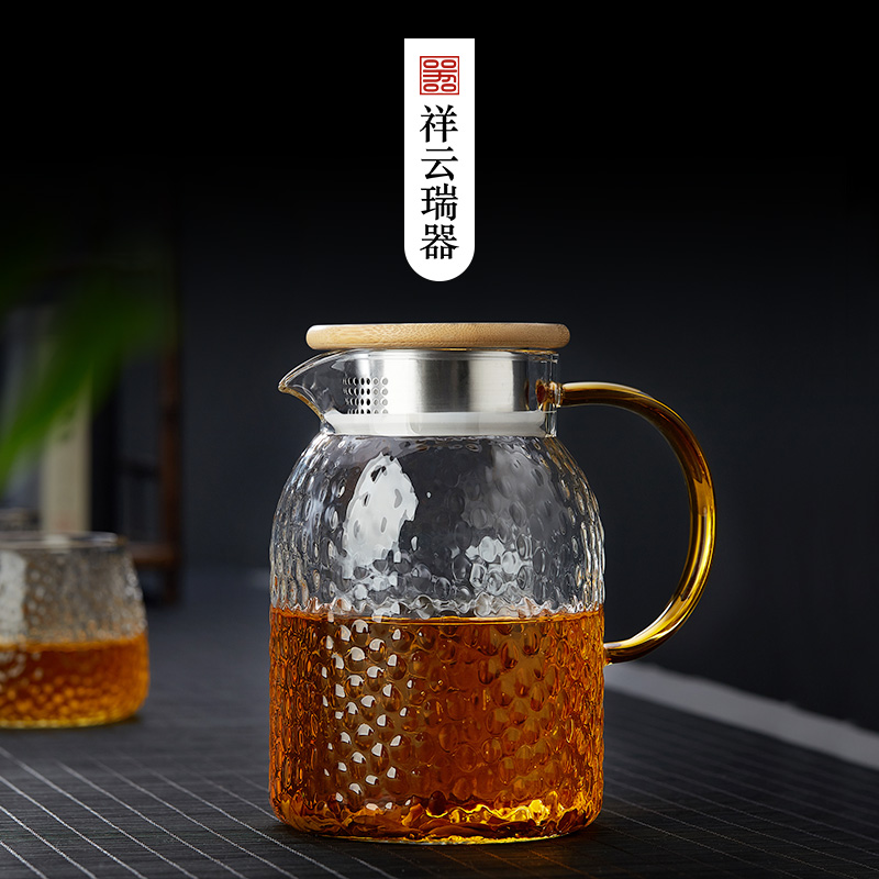 Xiang Yungrui Large capacity glass teapot home high temperature resistant with kettle tea maker large number hammer tatteo teapot