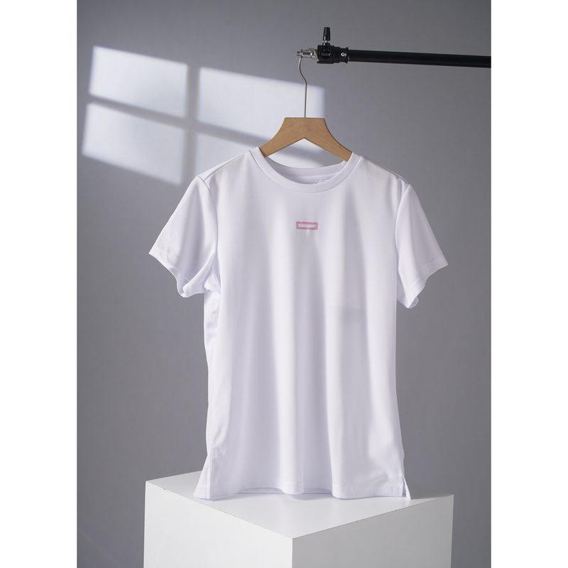 S6624 [Sweat-Absorbent and Breathable] Outdoor Leisure Brand Women's Round-Neck Slightly Elastic Slim-Fit Short-Sleeved T-Shirt