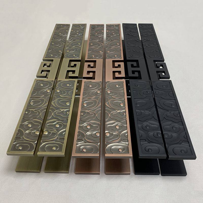 Delora glass door handle Door handle Black push-pull solid wood door handle Xiangyun copper door handrail spot