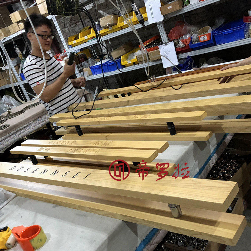 Custom glass door pull hand carved solid wood gate hotel original wood engraved wooden door handle LOGO spot