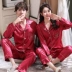 Cặp đôi pyjama của phụ nữ mùa xuân và mùa thu cặp đôi siêu ngọt ngào mặc hướng dẫn băng lụa phụ nữ dài tay quần nam phục vụ tại nhà mùa hè - Nam giới