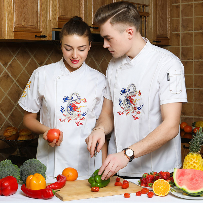 Hotel Kitchen Chef Long Working Clothes Summer Breathable Hotel Administration Total Kitchen Chefs Serving Short Sleeves Thin robes Custom