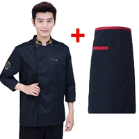 Черный лонгслив, красный фартук