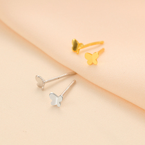 Butterfly stud earrings 999 sterling silver earrings womens simple and small earrings Mini exquisite hypoallergenic ear piercing ear needle rod