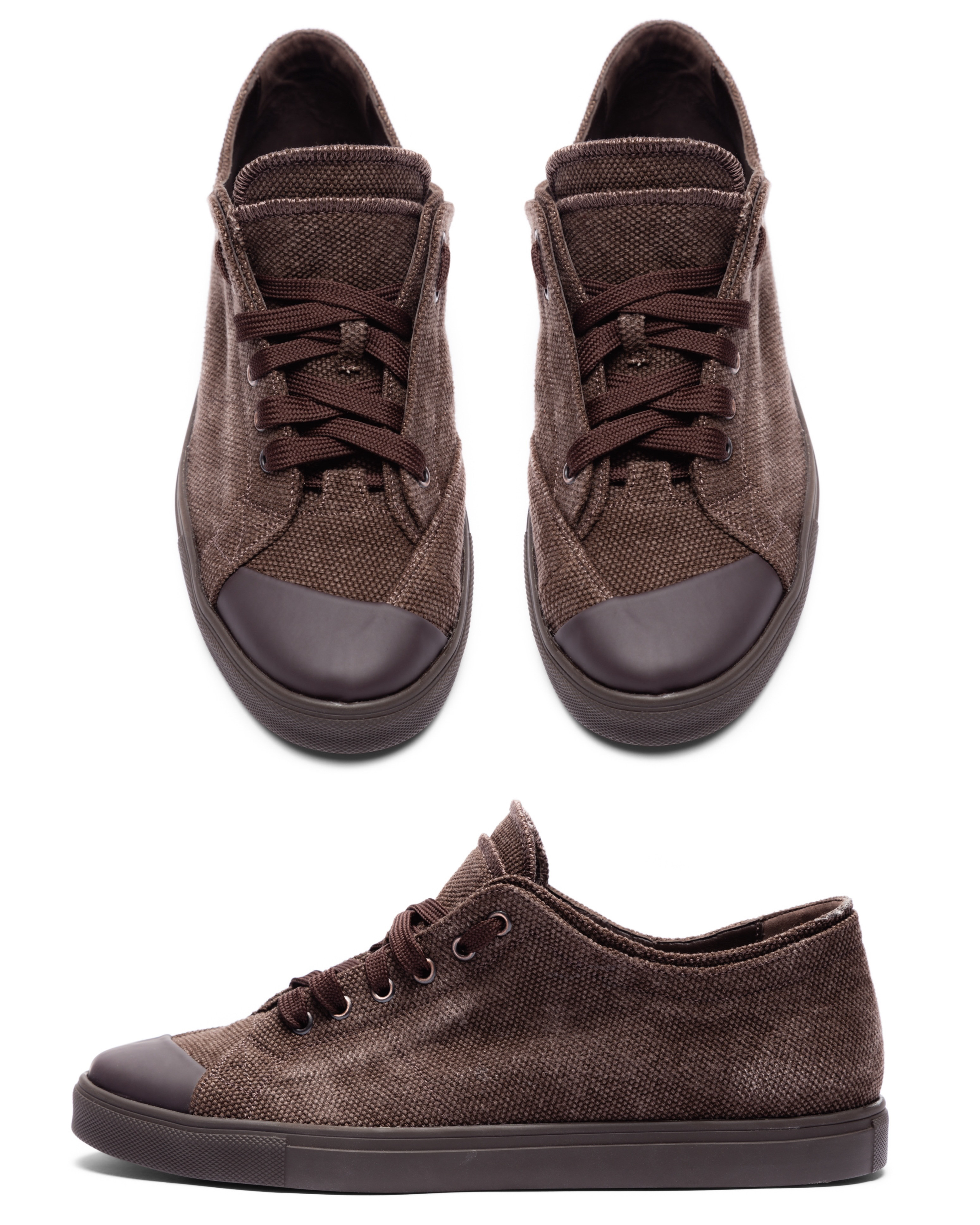 VOWPROGRESS Double-Layer Canvas Denim Low-Top Sneaker