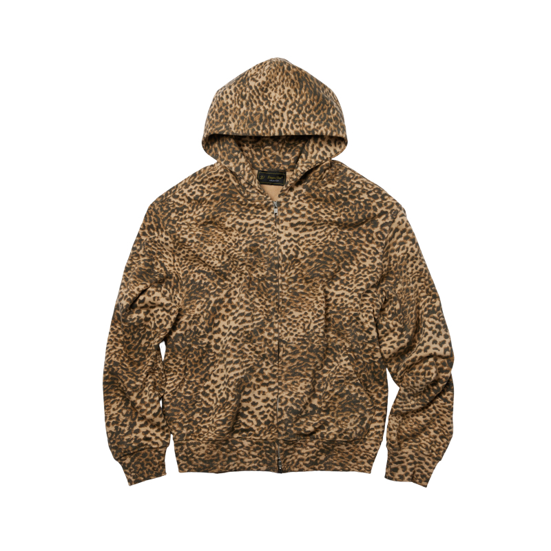 Vowprogress Cheetah Washed Hooded Zipper Sweatshirt 420g Heavyweight Fabric *Slim Fit Special Cut