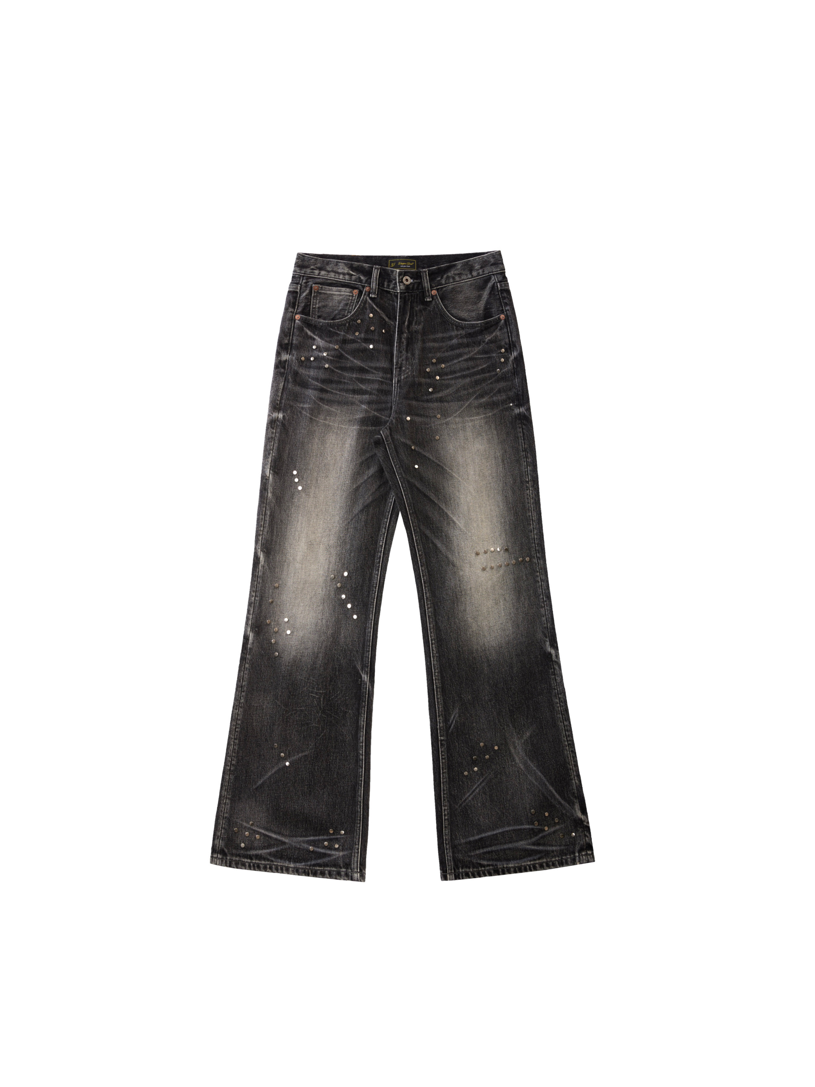 VOWPROGRESS Rivet Black-Brown Flared Jeans