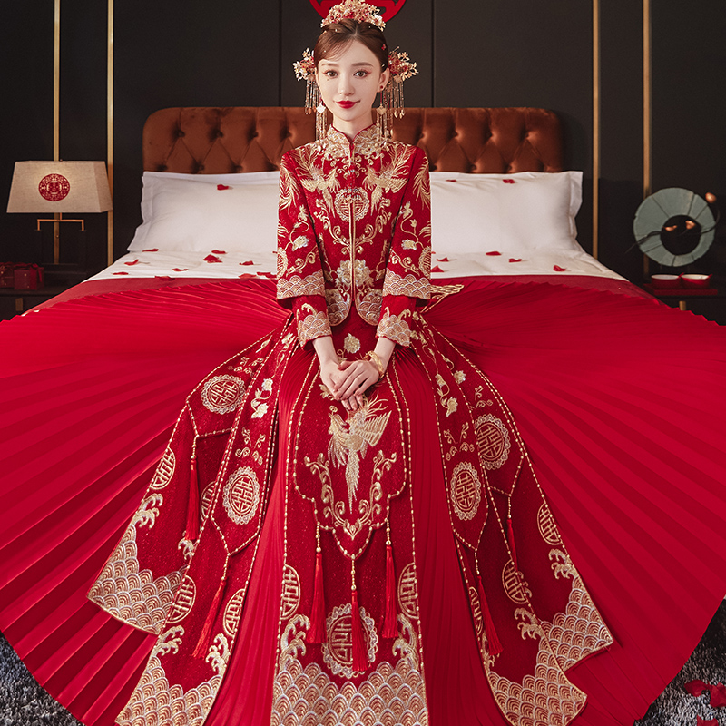 Suhe traditional wedding dress, summer evening dress, 2023 collection, dragon and phoenix, suitable for teen