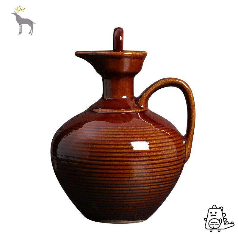 Small oil pot household large ceramic kitchen supplies large long mouth large capacity pointed mouth
