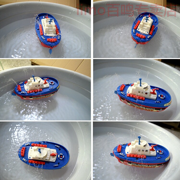 Boat Model Boys Water Army Ships Children Puzzle Plastic Toys Water Spray Toy Electric Fire Boat Toys