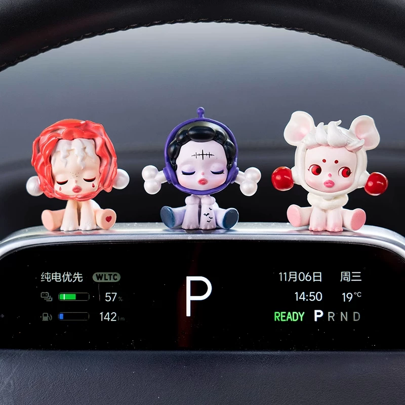 Bubble Mart dimoo car screen ornaments center console papazai car interior decorations skullpanda