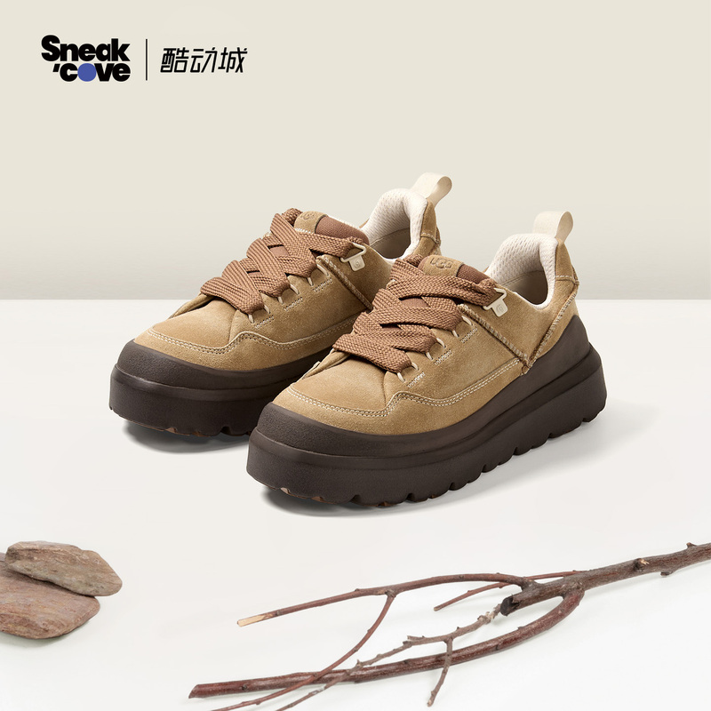 Ugg Heritage Utility Fashionable, Comfortable, Lightweight Lace-Up Thick-Soled Color-Washed Casual Shoes
