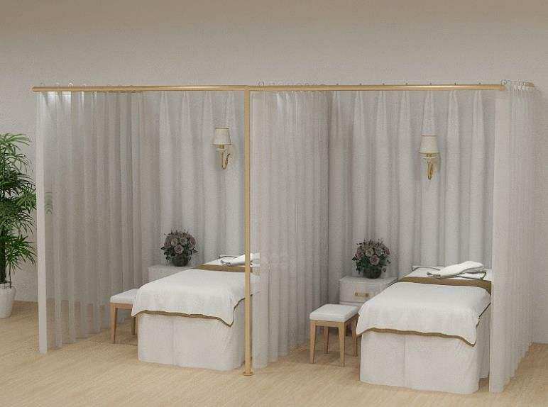U-type L-type Roman pole beauty salon track wellness room Physiotherapy Bed beauty bed Beauty Bed Partition Curtain Rod curtain Curtain Support-Taobao