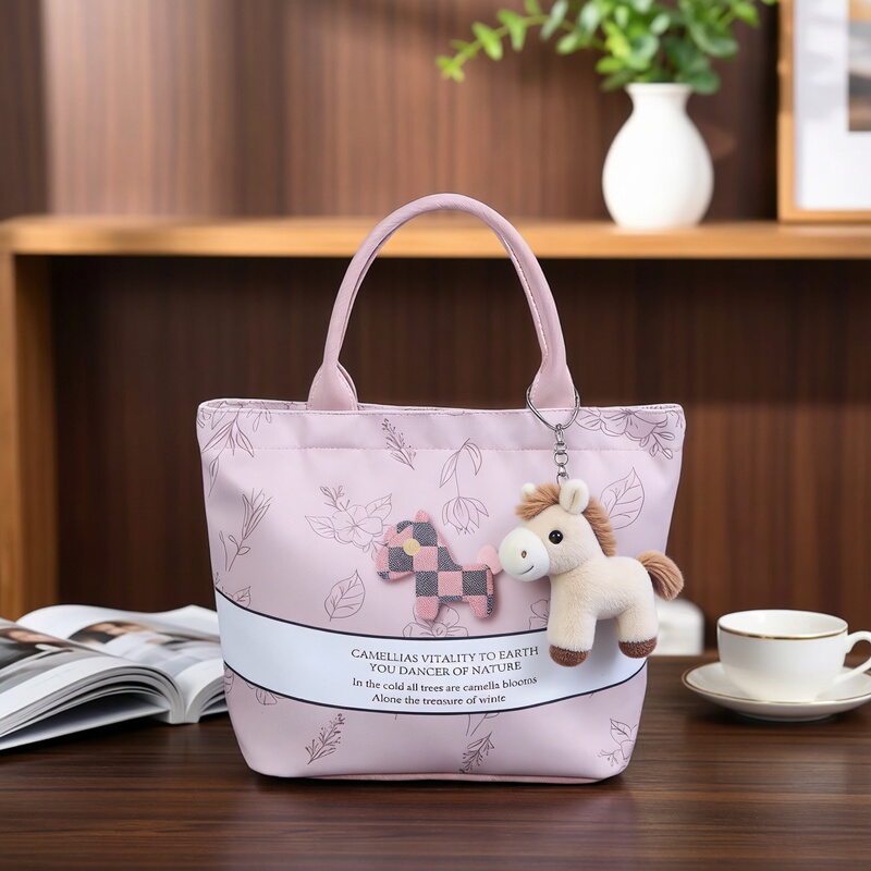 Shangying Pink Pony Tote Bag, Work and Commuting Bag, Large Capacity Waterproof Tote Bag, Zipper Fashion Women's Bag