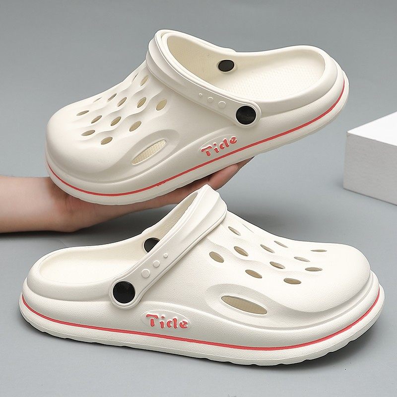 Dongle Shoes Men's Summer Outwear Trend Non-slip Hollowed-out Baotou Sandals Thick Base Seaside Beach Outdoor Men's Slippers