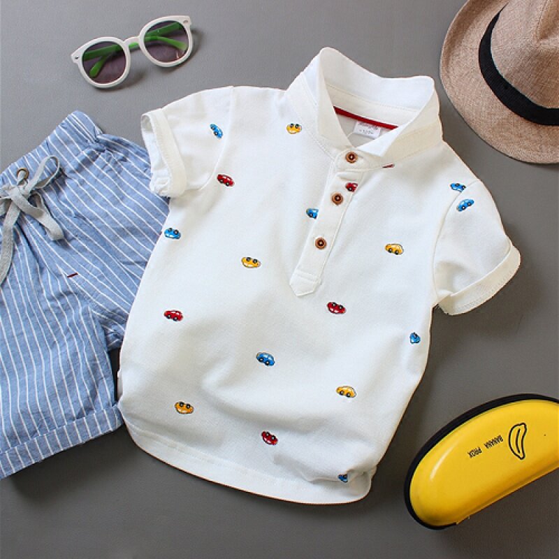 Boy Clothing Boy Summer Loaded Pure Cotton Short Sleeves T-shirt Children Summer New Blouses Polo Polo Shirt Mid-Boy Baby Boy