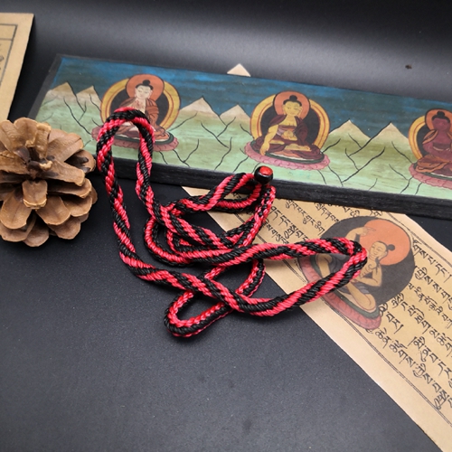 Jokhang Temple Nine Eyes Immortal Longevity King Kong Knot Long Hand Rope Lanyard Black red thick 3.5mm