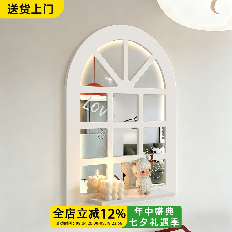 French-Style Cream-Colored Living Room Decorative Painting, Dining Room Mirror Painting, Arched Fake Window, Entrance Hall, Front Door Light Painting French-Style Cream-Colored Living Room Decorative Painting, Dining Room Mirror Painting, Arched Fake Window, Entrance Hall, Front Door Light Painting