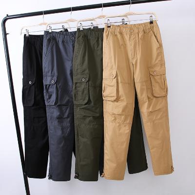 Spring and Autumn Thin Outdoor Sports Overalls Mens Loose Pants Elastic Waist Multi-pocket Straight Casual Pants Large Size
