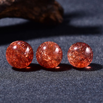 Natural old mine Golden strawberry single bead mens and womens treasure bracelet with bead DIY trim loose bead three round backbone Crystal