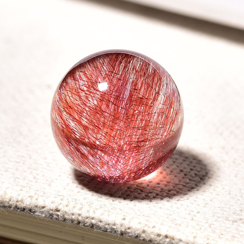 Natural Red Hair Super Seven Hand-made Pendant single beads Men and women DIY Ornament Loose Bead three-wheeled backbone crystal beads