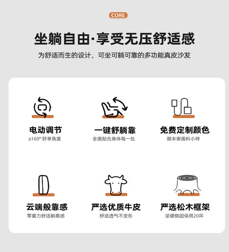 Функциональные диван 零靠墙功能真皮沙发客厅大小户型意式极简三人位电动懒人沙发直排 Jane Yee
