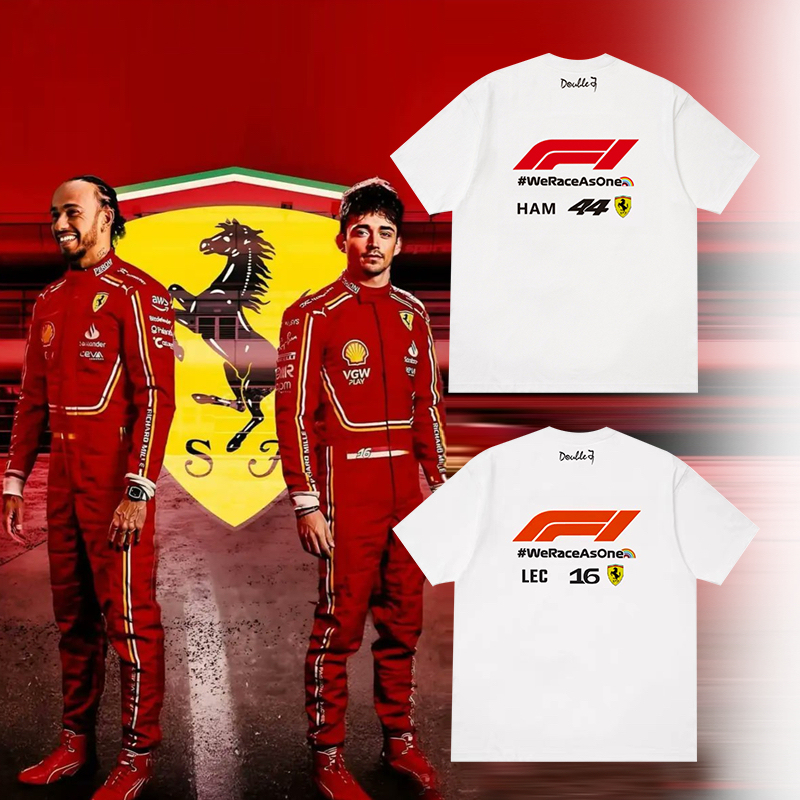 2025F1 Ferrari Team Leclerc Hamilton Fan Support Pure Cotton Short Sleeve T-Shirt Unisex