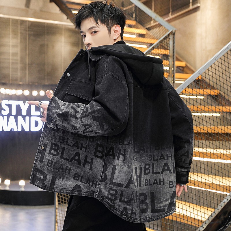 Men's Denim Jacket Spring and Autumn 2026 New Style Jacket Men's Fleece-Lined Thickened Gradient Top Cool Autumn and Winter Clothing