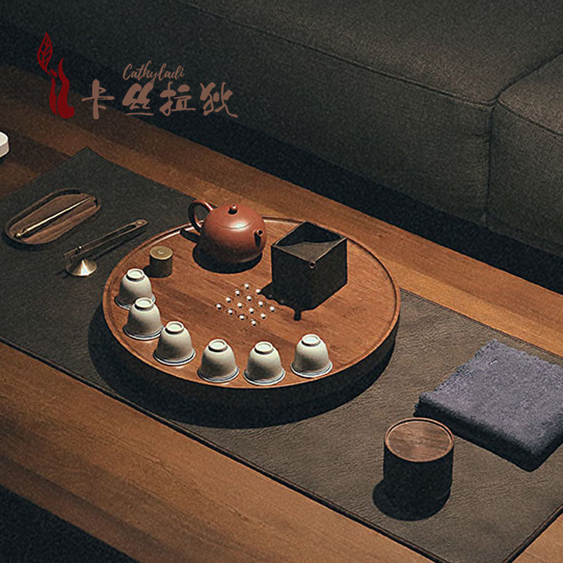 CATHYLADI Round water storage solid wood tea tray Dry bubble table Household drawer Kung Fu tea set Tea sea tea table