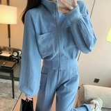 Оригинальный синий осенний спортивный костюм для отдыха, комплект, коллекция 2021, оверсайз, популярно в интернете