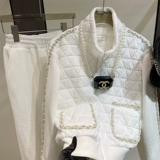 Белый пуховик, комплект, куртка, коллекция 2021, увеличенная толщина, в стиле Шанель